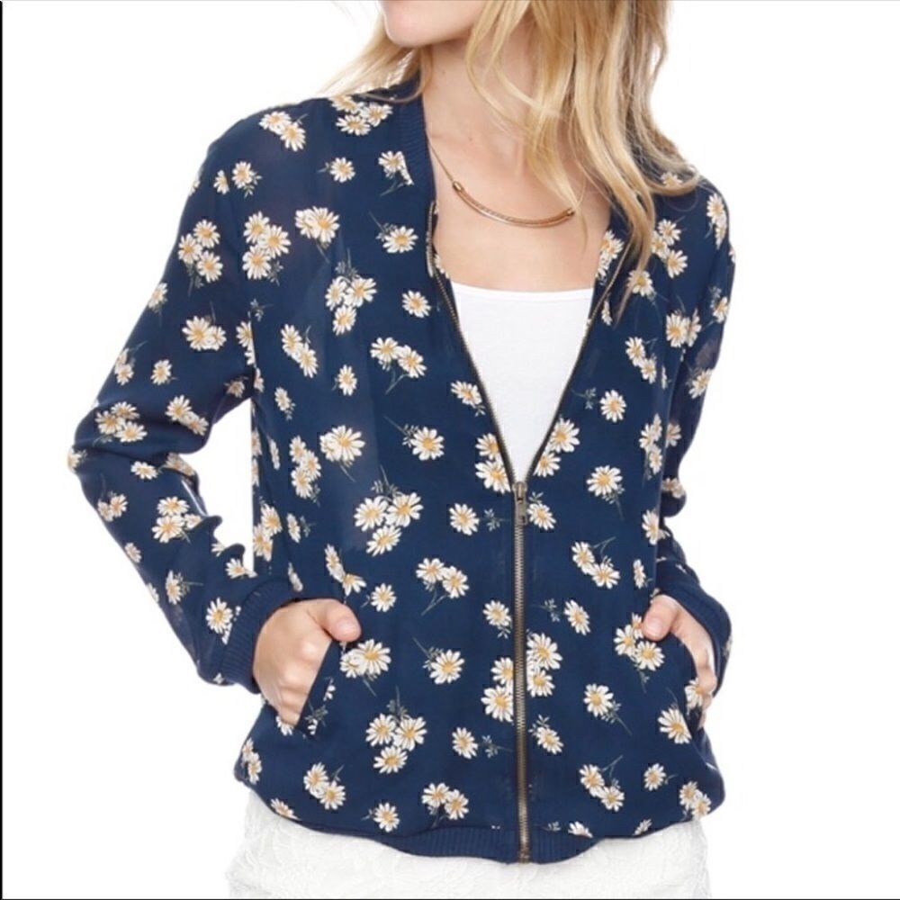 About A Girl Daisy Bomber Jacket Medium